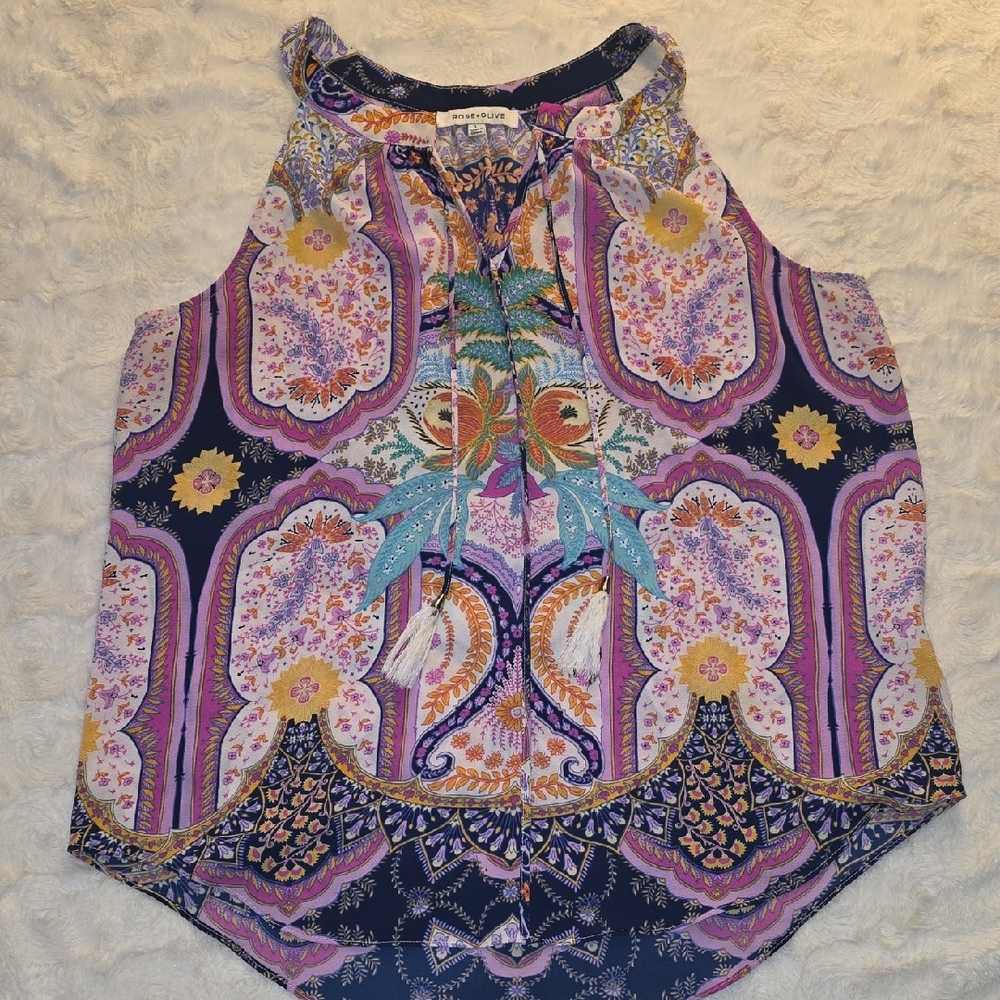 Rose & Olive Multicolor Paisley Blouse